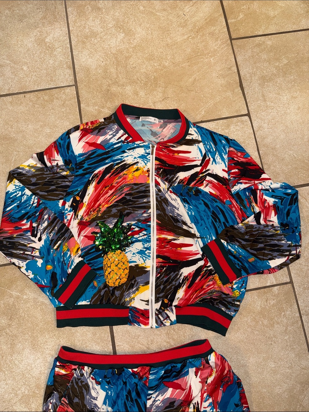 Mango Multicolor Abstract Fruit Print Track Jacket & Joggers Set - Picture 9 of 12